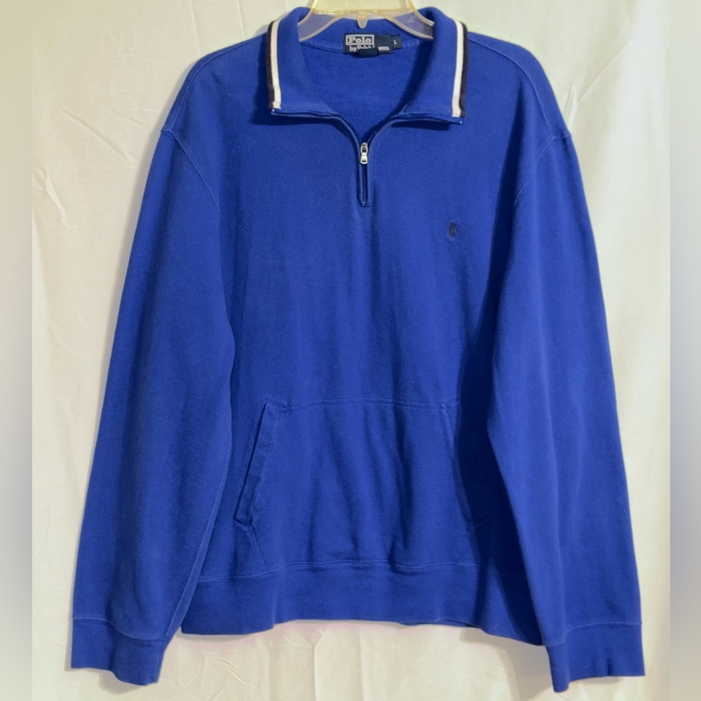 Polo Ralph Lauren Men's Royal Blue Quarter-Zip Sweatshirt Size Large